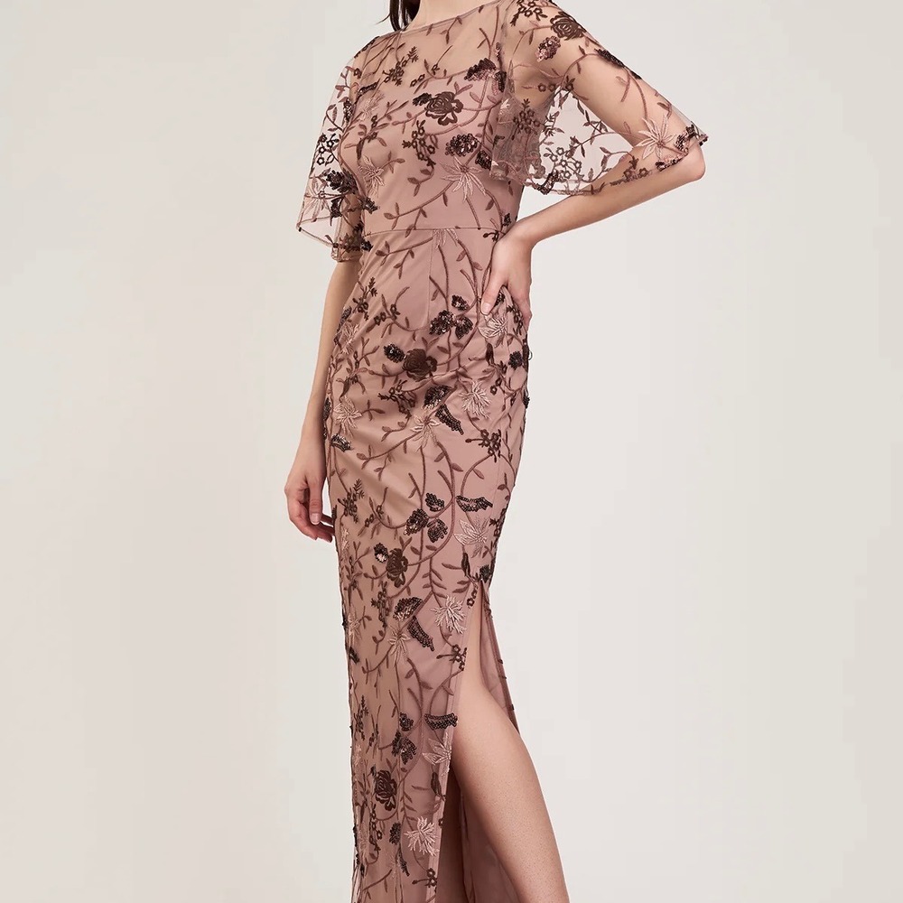 JS Collections Daphne Evening Gown Mauve Floral Embroidered Sequin Formal‎ Dress